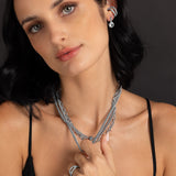 Crystal & Diamond Halo Drop Earrings