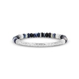 Blue & Gray Mix Beaded Bracelet with Diamond Bar