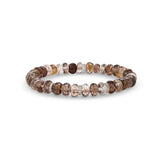 Brown Zircon Beaded Bracelet with Diamond Rondelles - 7mm
