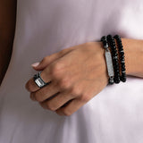 Spinel Beaded Bracelet with Diamond ID Tag - 8mm
