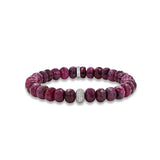 Ruby Beaded Bracelet with Diamond Donut - 8mm
