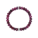 Ruby Beaded Bracelet with Diamond Donut - 8mm