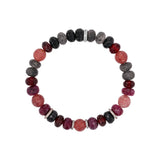 Red & Black Gemstone Mix Beaded Bracelet with Diamond Rondelles - 8mm