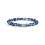 Kyanite Mini Beaded Bracelet with Diamond Rondelles - 6mm