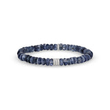 Kyanite Mini Beaded Bracelet with Diamond Rondelles - 6mm
