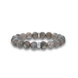 Labradorite Beaded Bracelet with Blue Topaz Flush Set Rondelle - 9mm