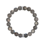 Labradorite Beaded Bracelet with Blue Topaz Flush Set Rondelle - 9mm