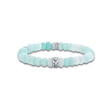 Blue Opal Beaded Bracelet with Blue Topaz Flush Set Rondelle - 7mm