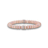 Pink Pearl Beaded Bracelet with Diamond Flush Set Rondelle - 8mm