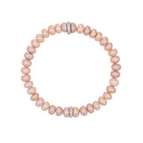 Pink Pearl Beaded Bracelet with Diamond Flush Set Rondelle - 8mm