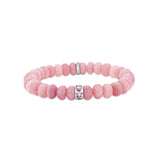 Pink Opal Beaded Bracelet with Pink Tourmaline Flush Set rondelle - 8mm