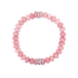 Pink Opal Beaded Bracelet with Pink Tourmaline Flush Set rondelle - 8mm