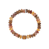 Bracelet de perles jaunes et brunes mélangées avec une perle de citrine de connexion - 8 mm