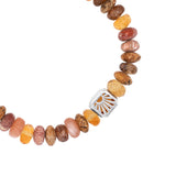 Bracelet de perles jaunes et brunes mélangées avec une perle de citrine de connexion - 8 mm