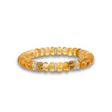 Bracelet en perles de citrine avec 3 rondelles de diamant - 8 mm