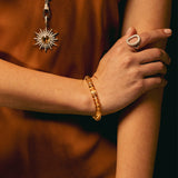 Bracelet en perles de citrine avec 3 rondelles de diamant - 8 mm