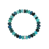 Bracelet de perles bleues et vertes mélangées avec rondelle de diamant sertie à fleur - 8 mm