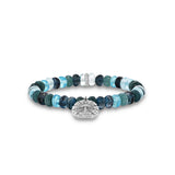 Diamond Sand Dollar Charm on Matin Bleu Mix Beaded Bracelet - 8mm