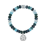 Diamond Sand Dollar Charm on Matin Bleu Mix Beaded Bracelet - 8mm