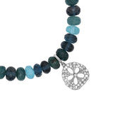 Diamond Sand Dollar Charm on Matin Bleu Mix Beaded Bracelet - 8mm