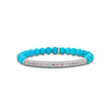 Egyptian Turquoise Beaded Bracelet with Rainbow Diamond Bar - 7mm