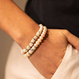 Bracelet de perles Keshi d'eau douce orné de 5 rondelles de diamants