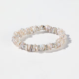 Bracelet de perles Keshi d'eau douce orné de 5 rondelles de diamants