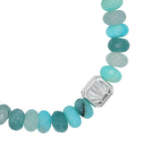 Blue Mix Beaded Bracelet with Aquamarine & Diamond Bead Connector - 8mm