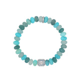 Blue Mix Beaded Bracelet with Aquamarine & Diamond Bead Connector - 8mm