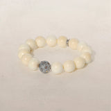 Bone Beaded Bracelet with Champagne Diamond Ball - 12mm
