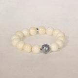 Bone Beaded Bracelet with Champagne Diamond Ball - 12mm
