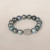 Tahitian Pearl Beaded Bracelet with Freeform Diamond Bead - 11-12mm