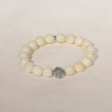 Bone Beaded Bracelet with Diamond Ball Bead - 10mm