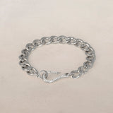 Flat Curb Chain Bracelet with Diamond Fishhook Clasp