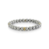 Silver Bali Bead Bracelet with 14k Diamond Rondelles