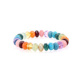 Rainbow Gemstone Mix Faceted Bracelet with 14k Gold Pave Diamond Donut - 10mm