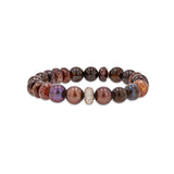 14k Brown Mix Beaded Bracelet with Diamond Donut