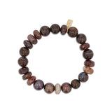 14k Brown Mix Beaded Bracelet with Diamond Donut