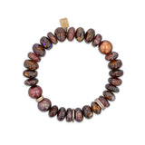 14k Brown Mix Beaded Bracelet with Diamond Rondelles