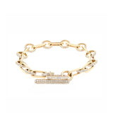 14K Gold Pave Diamond Soho Link Toggle Bracelet
