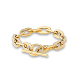 14k Gold Flat Oval Link Bracelet with Toggle