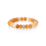 14K Golden Honey Rutilated Quartz Bracelet with Diamond Donut - 11mm