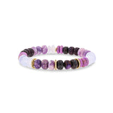 14k Purple Mixed Gemstone Bracelet with Diamond Rondelles