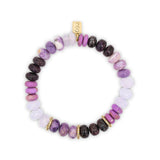 14k Purple Mixed Gemstone Bracelet with Diamond Rondelles