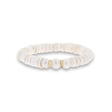 14k Pearl and Puka Shell Beaded Bracelet with Diamond Rondelles