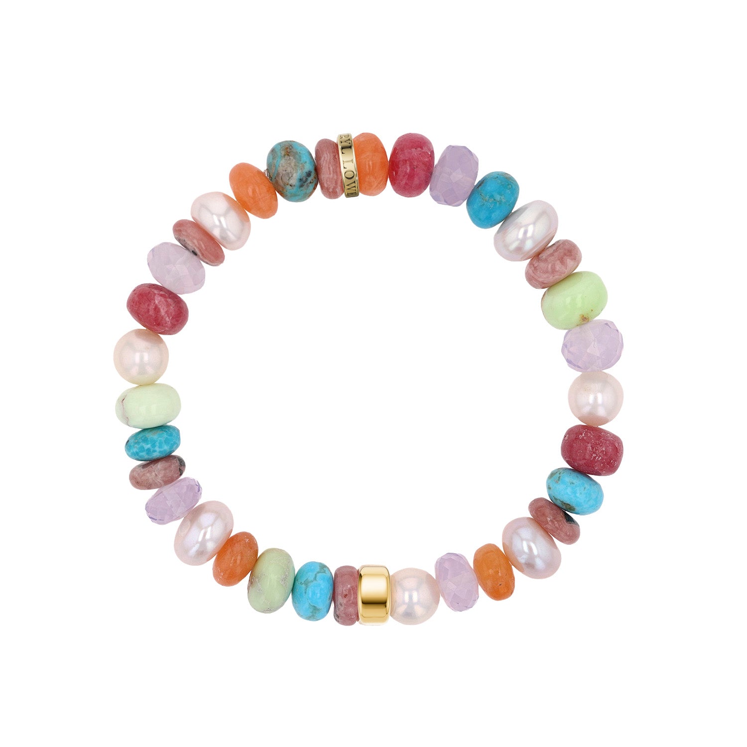 14k California Days Mix Gemstone and Pearl Bracelet with Rondelle