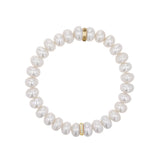 Bracelet en or 14 carats, perle blanche et rondelle de diamant - 8 mm