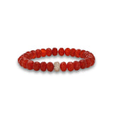 Bracelet en or 14 carats orné de perles de cornaline et d'un diamant en forme de donut - 8 mm