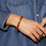 Bracelet en or 14 carats orné de perles de cornaline et d'un diamant en forme de donut - 8 mm