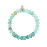 14k Peruvian Opal Beaded Bracelet with 3 Diamond Rondelles - 9mm